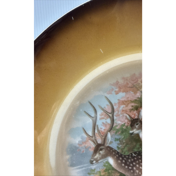 Old Latona Taylor Smith Taylor Hand Painted Plate Deer Rack Landscape Signed - Picture 4 of 13